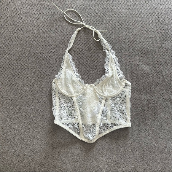 Urban Outfitters Other - UO Elegant Lace Halter Bralette - Cream Small